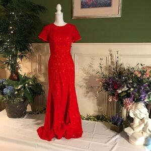 Formal long Red lace dress